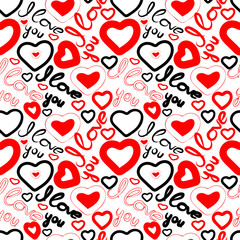 Seamless pattern . I love you, hearts. For fabric and Wallpaper. Valentine's day. Vector illustration.