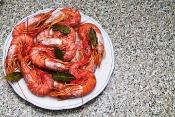 dish of prawns at the table