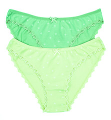 Women's cotton panties flowered isolated on white background.