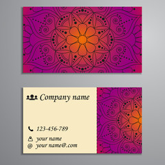 Fototapeta na wymiar Invitation, business card or banner with text template. Round fl
