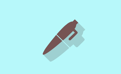Vector flat office pen icon with long shadow