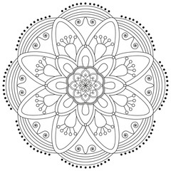 Oriental pattern. Traditional round coloring ornament. Mandala.