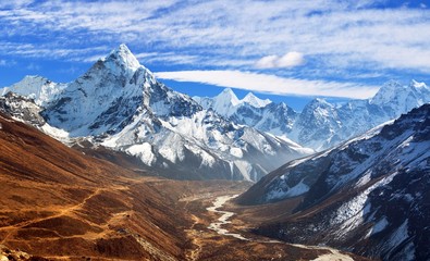 view of mount Ama Dablam with beautiful sky