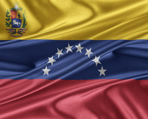 Venezuela flag with a glossy silk texture.