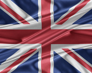 United Kingdom flag with a glossy silk texture.