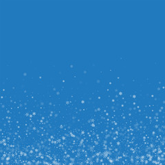 Beautiful snowfall. Scatter bottom gradient on blue background. Vector illustration.