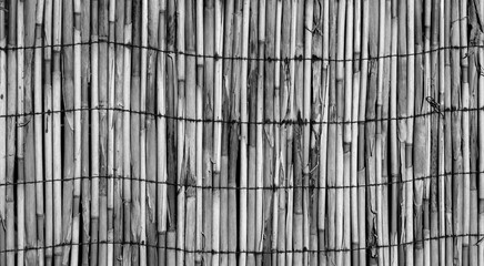 Texture of wall of bound bamboo black and white