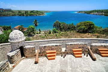 Photo sur Plexiglas Travaux détablissement Blick von Castillo de Jagua auf Bucht von Cienfuegos, Kuba 