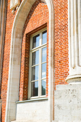 Windows with frames of Big Grand Palace of Museum-reserve Tsaritsyno, Moscow, Russia
