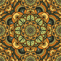 Seamless repeating pattern consisting of colored mandal.Vector