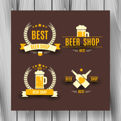 vector beer shop and beer set poster.Vector illustration.