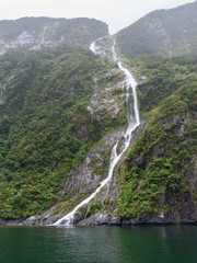 Waterfall Milford Sound Fiordland National Park New Zealand