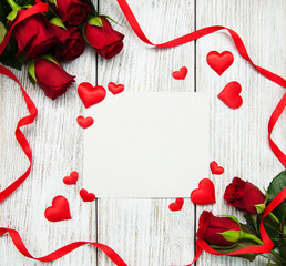 Roses and red ribbon