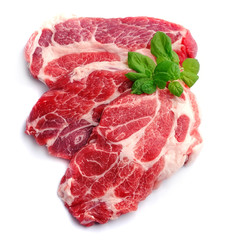 Pork meat with basil herbs