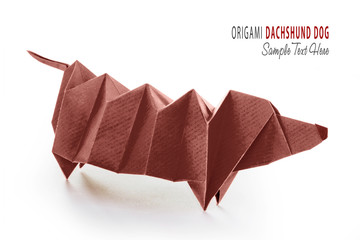 Cartoon origami dachshund dog - obrazy, fototapety, plakaty