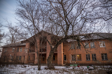 Old Soviet houses built by German prisoners after World War II in the late 40's 