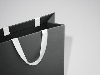 Black shopping bag with white handles. 3d rendering