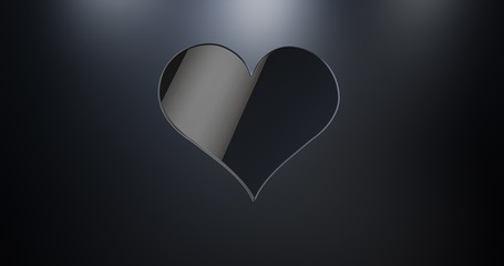Like Heart Black 3d Icon