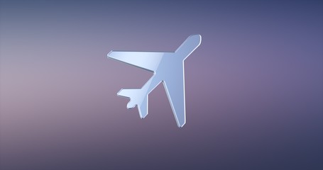 Fototapeta na wymiar Plane Takeoff Silver 3d Icon
