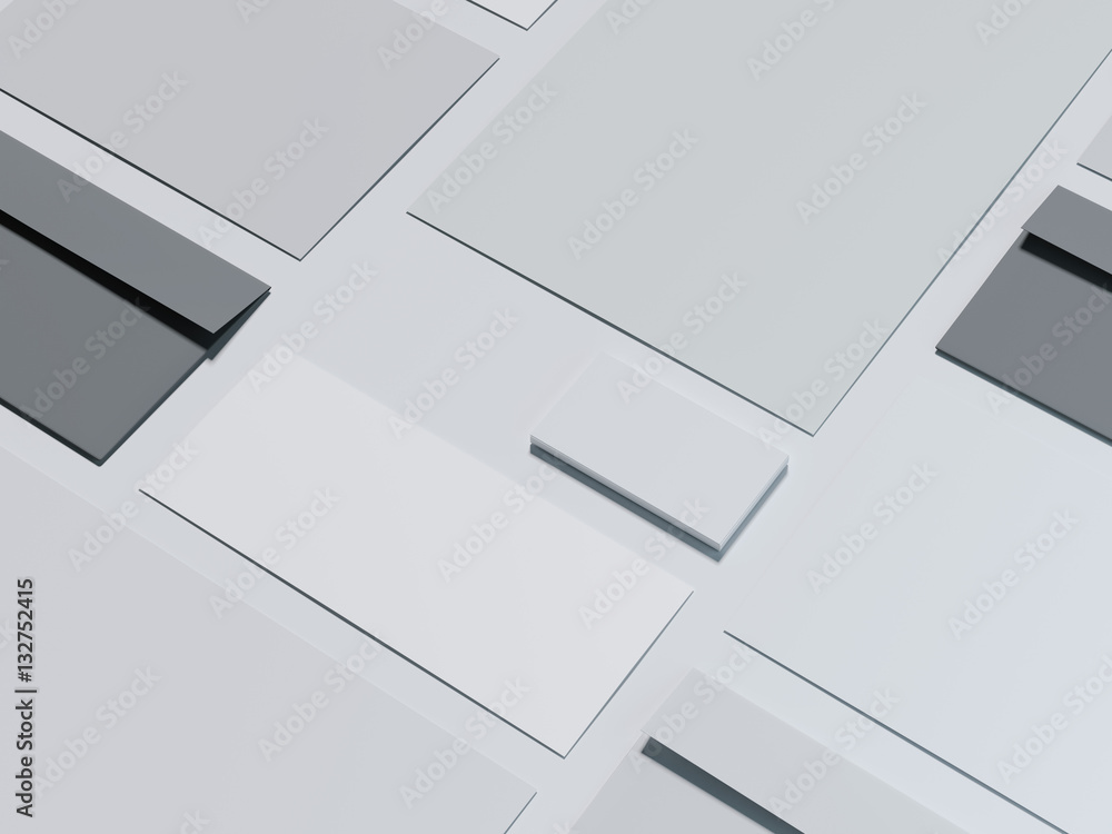 Poster gray branding mockup with dark envelopes. 3d rendering