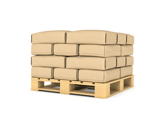 Rendering of large paper bags rest on pallet