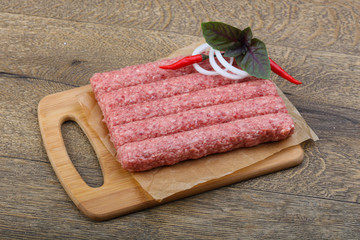 Raw sausages for grill