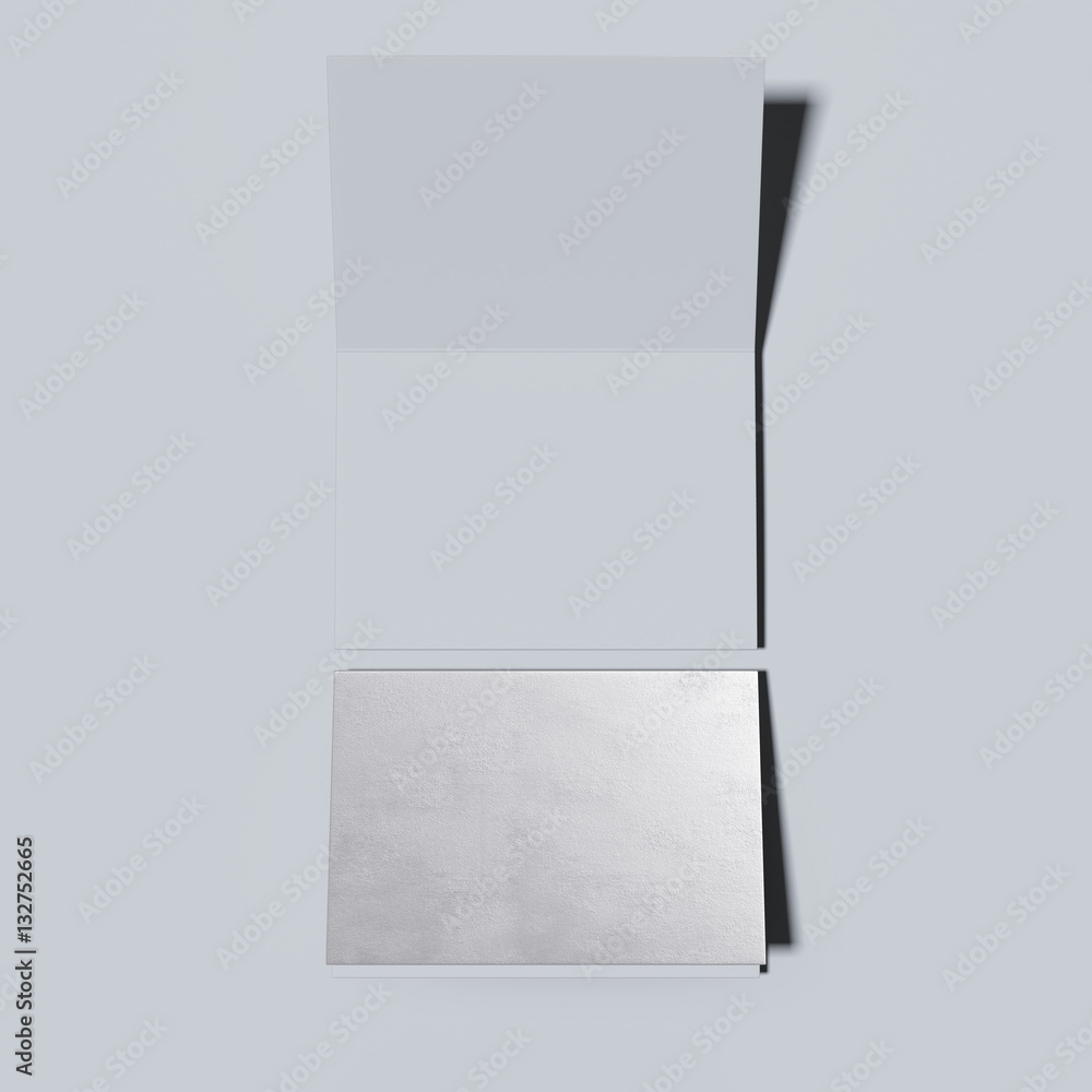 Poster silver closed and opened leaflets. 3d rendering