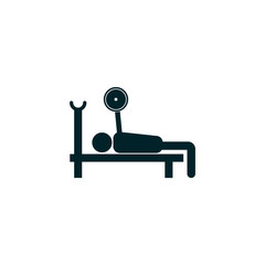 Man lying on bench and lifting barbell vector sketch icon