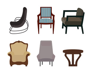 Set of Furniture. Modern Flat style Vector Illustration.