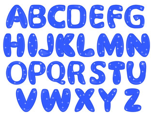 English alphabet from blue letters isolated on a white backgroun
