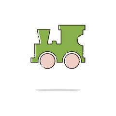 Toy locomotive color thin line icon. Mbe minimalism style