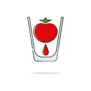 Tomato juice color thin line icon. Mbe minimalism style