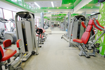 Interior of a fitness hall with fitness equipment