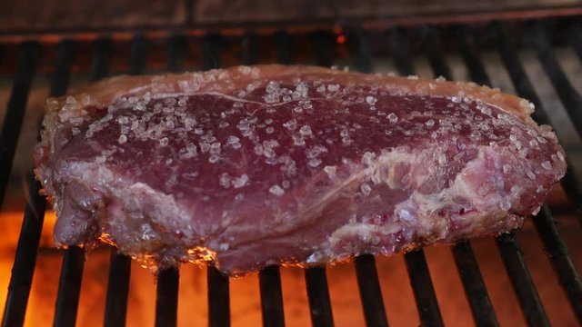 Dry Aged Barbecue Entrecote Steak in the Grill