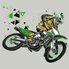 Motocross rider with a graphic trail