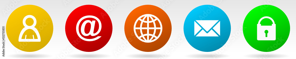 Poster web vector icons set. avatar, e-mail, globe, envelope, padlock symbols in eps 10.