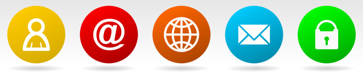 Web vector icons set. Avatar, e-mail, globe, envelope, padlock symbols in eps 10.