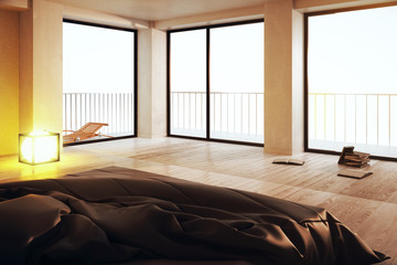 Fototapeta na wymiar Luxurious bedroom with panoramic view