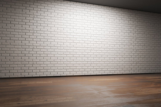Room with empty brick wall