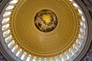 The dome inside of US Capitol in Washington DC