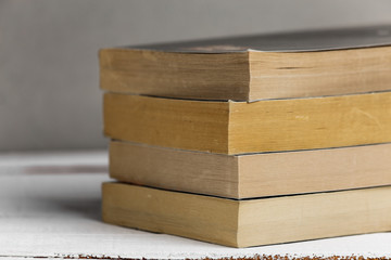 Background from books. Books close up. Books on the shelf.