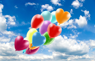 Fototapeta na wymiar Image of beautiful colorful balloons on sky background.