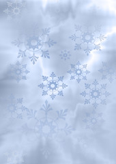 Abstract gentle silver blue zigzag background with blue snowflakes
