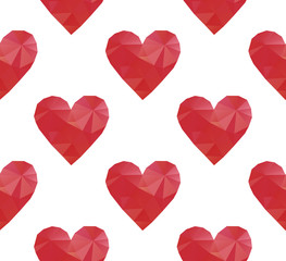 polygonal red hearts