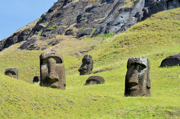 Moai statues on Easter Island 
 - obrazy, fototapety, plakaty