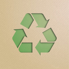 Recycle Symbol, cut from cardboard.
