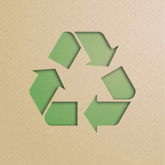 Recycle Symbol, cut from cardboard.