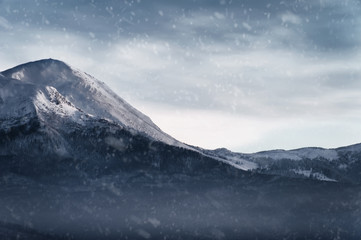 Naklejka na ściany i meble beautiful winter landscape with mountain view. natural background