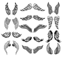 Wings tattoo set © azzzya