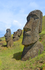 Moai statues on Easter Island 
